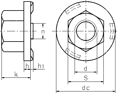 DIN 977 гайка шестигранная приварная с фланцем